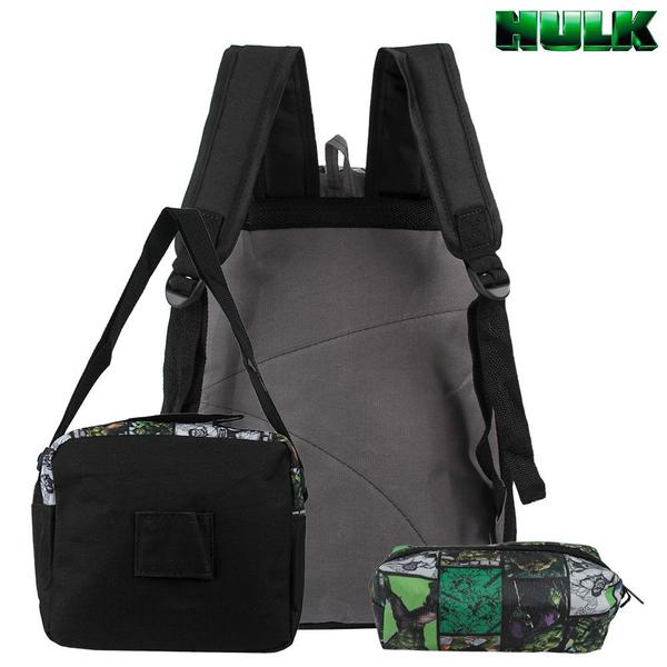 Mochila Escolar Juvenil Incrível Hulk Costa Lancheira+Estojo - TOYS 2U Imagem de Mochila Escolar Juvenil Incrível Hulk Costa Lancheira+Estojo