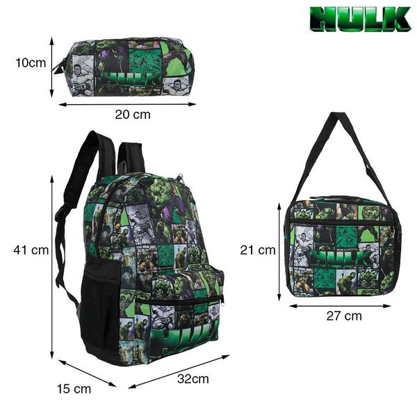 Mochila Escolar Juvenil Incrível Hulk Costa Lancheira+Estojo - TOYS 2U Imagem de Mochila Escolar Juvenil Incrível Hulk Costa Lancheira+Estojo