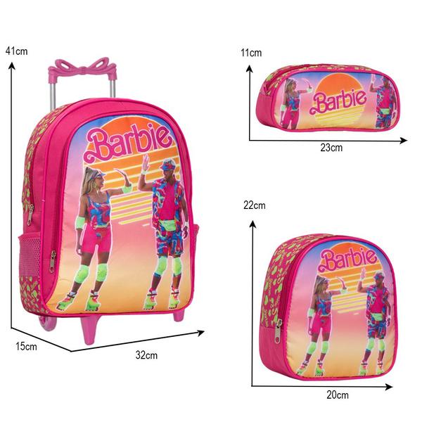 Imagem de Mochila Escolar Menina Barbie Filme Rosa Rodinhas Passeio