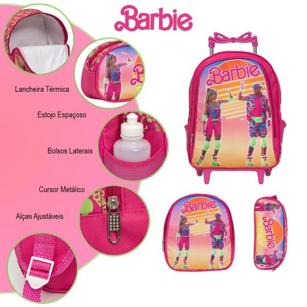 Imagem de Mochila Escolar Menina Barbie Filme Rosa Rodinhas Passeio