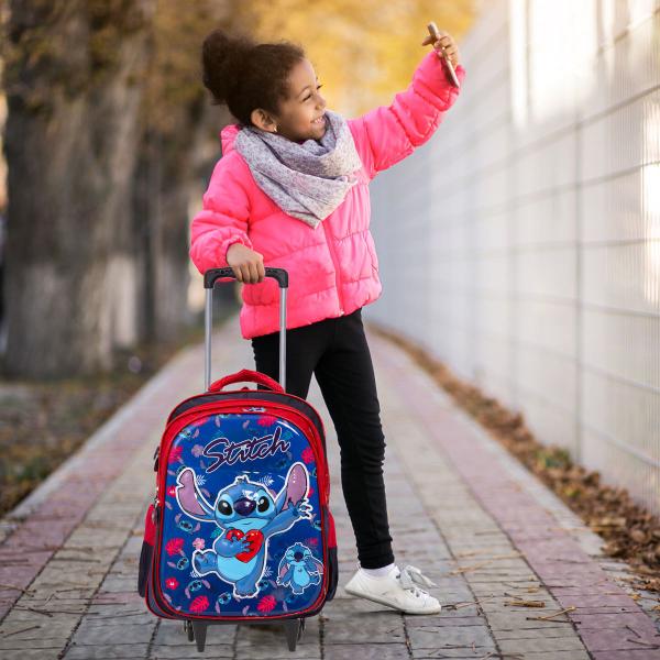 Imagem de Mochila Escolar Menina Lilo & Stitch Rodinha Reforçada