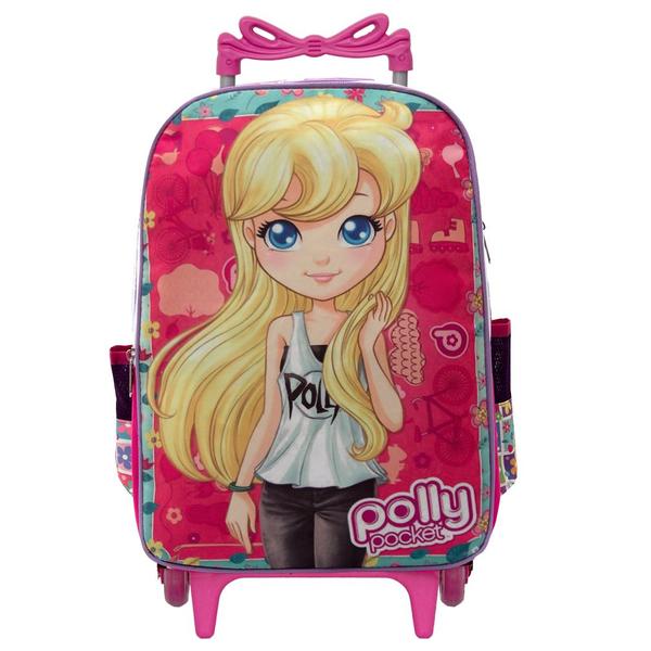 Imagem de Mochila Escolar Menina Rodinha Lancheira Estojo Polly Pocket