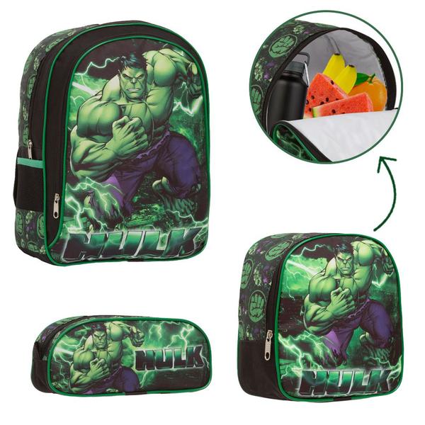 Imagem de Mochila Escolar Menino Grande Hulk Costas Resistente Preta