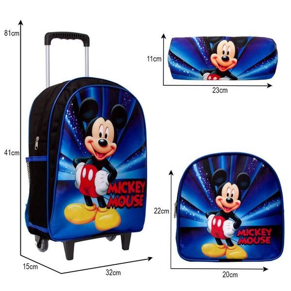 Imagem de Mochila Escolar Menino Mickey Mouse 3D Passeio com Rodinha