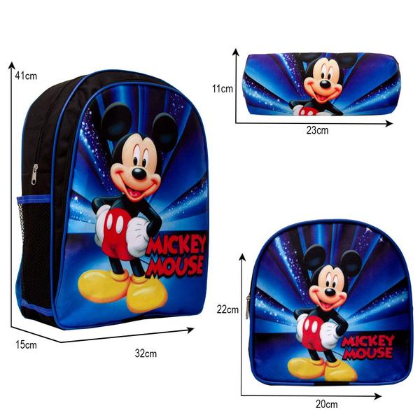 Imagem de Mochila Escolar Menino Mickey Mouse 3D Passeio Costas Azul