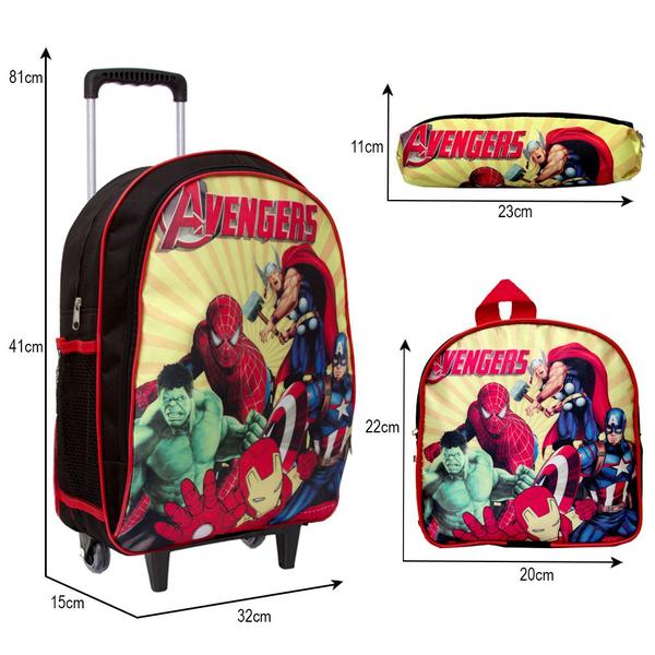 Imagem de Mochila Escolar Menino Vingadores Rodinha Lancheira Infantil