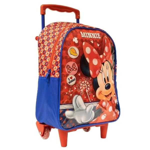 Imagem de Mochila Escolar Minnie Laço Mouse Tam G Rodinhas Infantil