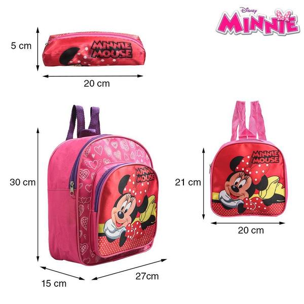 Imagem de Mochila Escolar Minnie Mouse Criança Costas Lancheira+Estojo