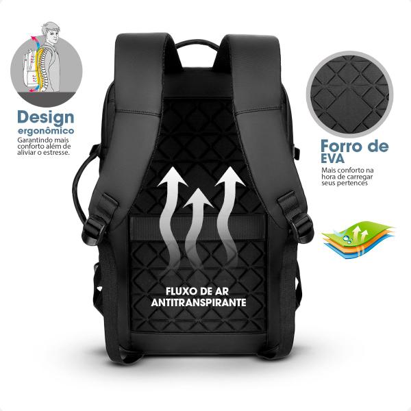 Imagem de Mochila Escolar Notebook Executiva Impermeável Cor Preta