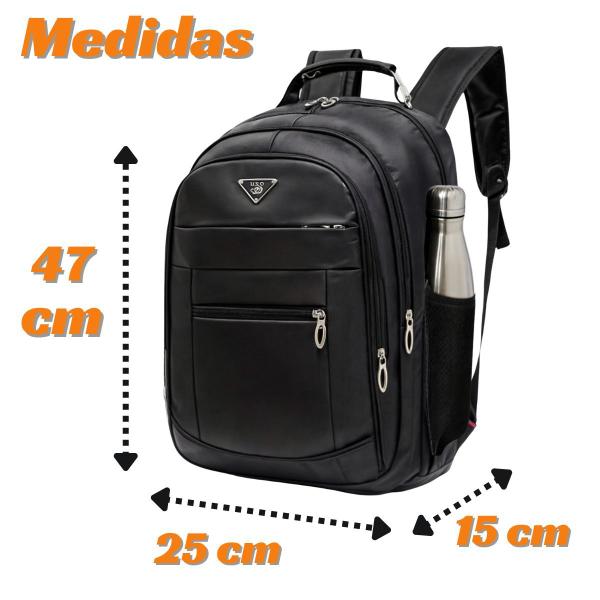 Imagem de Mochila Escolar Notebook Masculina Feminina Reforçada Com Cabo De Aço Preto