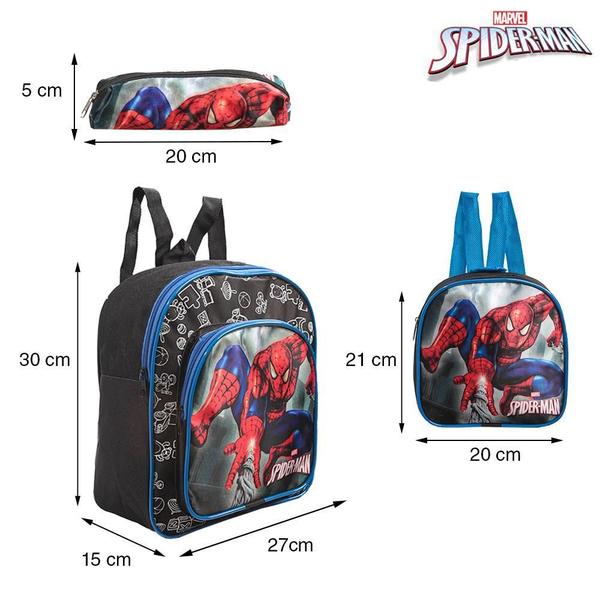 Mochila Escolar Pequena Homem Aranha Costa Lancheira+Estojo - Toys 2U Imagem de Mochila Escolar Pequena Homem Aranha Costa Lancheira+Estojo