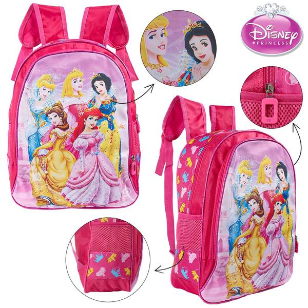 Imagem de Mochila Escolar Princesas Menina Costas Kit Lancheira+Estojo