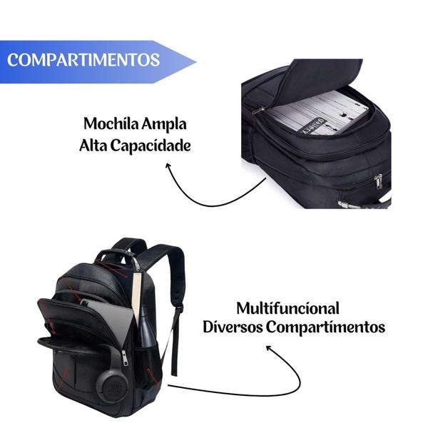 Imagem de Mochila Escolar Resistente Notebook Impermeável Cabo De Aço Executiva