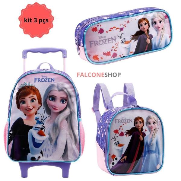 Imagem de Mochila Escolar Rodas Frozen Disney Rosa 30x40x15cm Xeryus