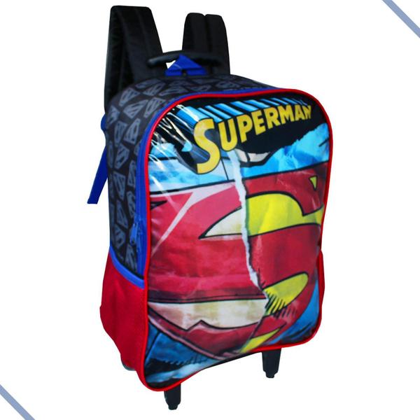 Imagem de Mochila Escolar Rodinhas Superman Dc Comics Infantil Branco