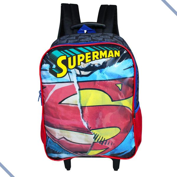 Imagem de Mochila Escolar Rodinhas Superman Dc Comics Infantil Branco