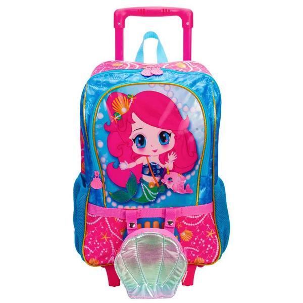 Imagem de Mochila Escolar Sereia Anime Infantil Rodinhas Tam G Sestini