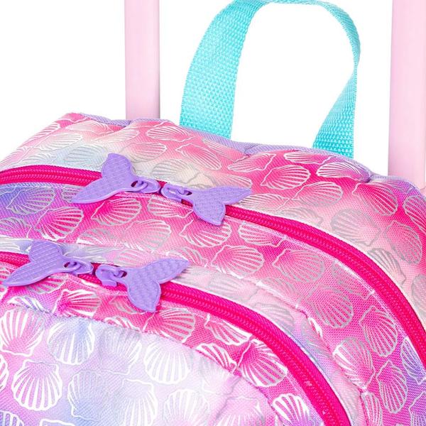 Imagem de Mochila Escolar Sereia Mermaid Infantil Juvenil Rodinhas Tam G Sestini