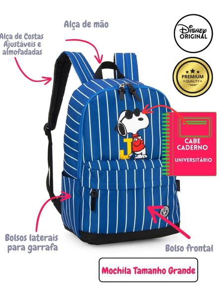 Imagem de Mochila Escolar Snoopy com Compartimento para Notebook 42cm