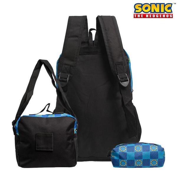 Imagem de Mochila Escolar Sonic Sega Colors Costa Kit Lancheira+Estojo