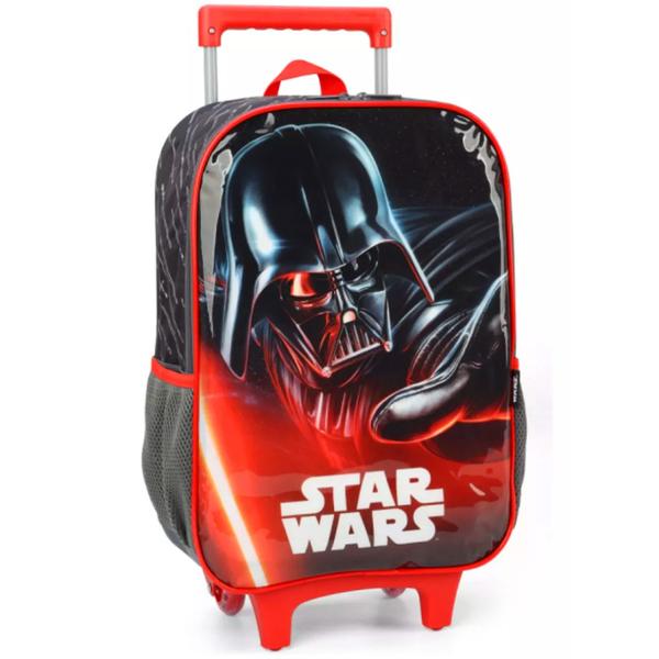 Imagem de Mochila Escolar Star Wars Disney Rodinha Infantil Tam G Reforçada