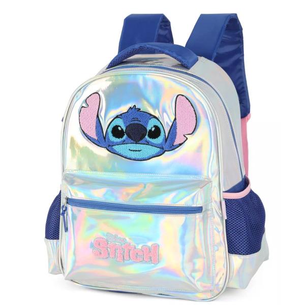 Imagem de Mochila Escolar Stitch Prata Holografica Original Lançamento