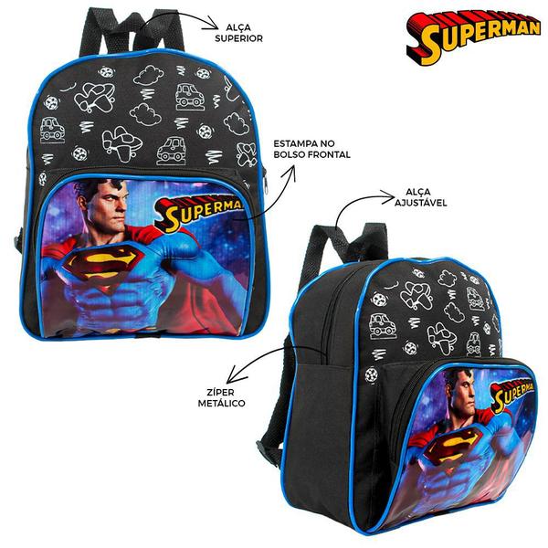 Imagem de Mochila Escolar Super Homem Herois Costas Lancheira+Estojo