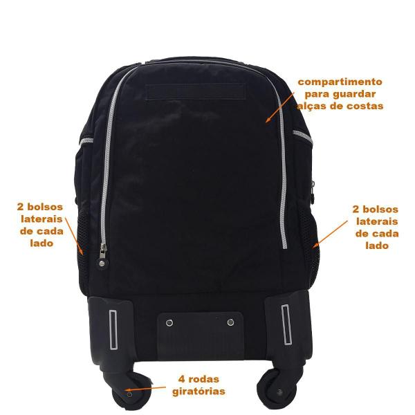 Imagem de Mochila Escolar Tactel Rodinhas 360 Top Model Notebook Tm39 53x35x21 cm