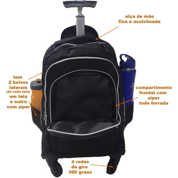 Imagem de Mochila Escolar Tactel Rodinhas 360 Top Model Notebook Tm39 53x35x21 cm