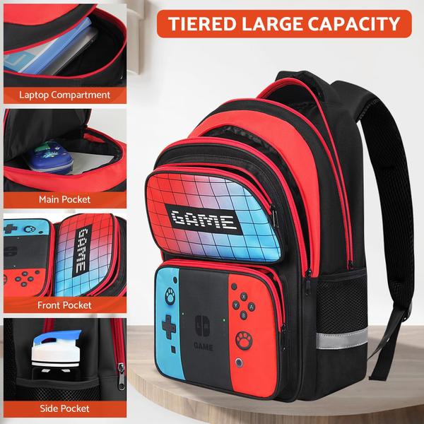 Imagem de Mochila escolar TILYTADLY Gamer Boys 17 com lancheira e estojo de lápis