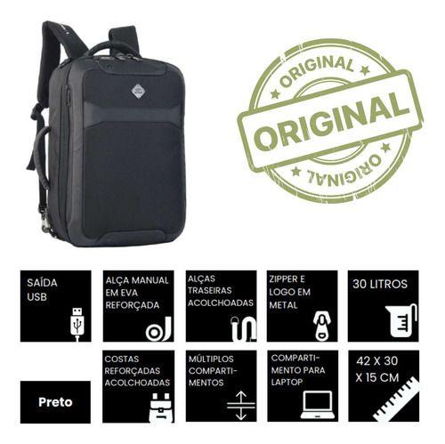 Imagem de Mochila Executiva 19 Litros Mormaii Laptop Pasta Usb