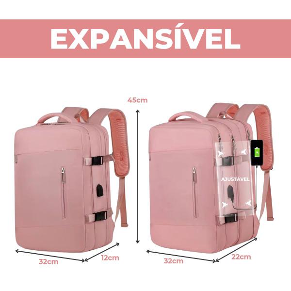 Imagem de Mochila Executiva Expansivel Low Cost Notebook Mala Bordo Organizadora Reforçada Viagem Ferias Faculdade Malinha Mala com Porta USB