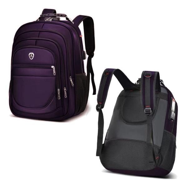 Imagem de Mochila Executiva Masculina Bolsa Faculdade Grande Roxo Lilas Resistente a Agua Anti Furto Notebook