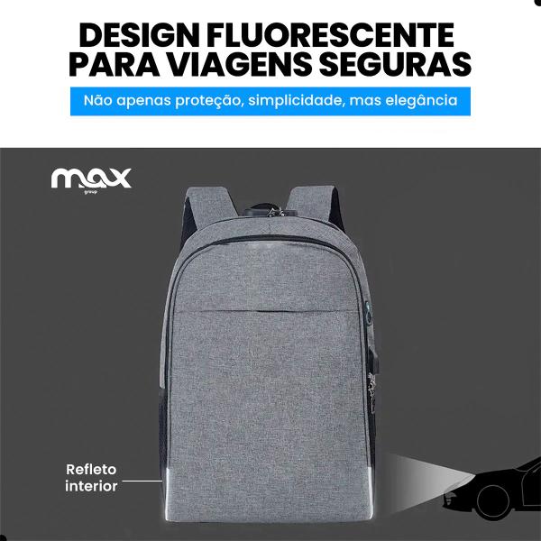 Imagem de Mochila Executiva Notebook Anti Furto Cadeado USB Fone de Ouvido - Faculdade, Escolar, Trabalho