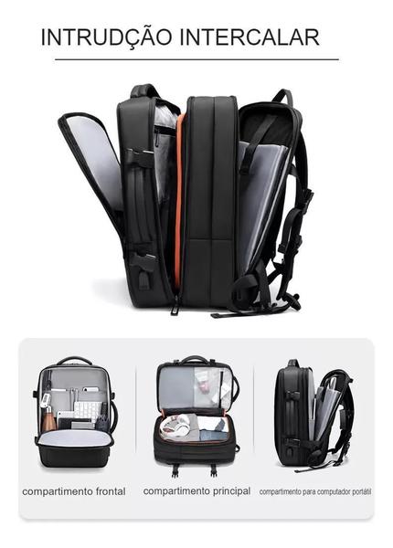 Imagem de Mochila Executiva Para Viagem Expansível Usb D'Agua 27-45L