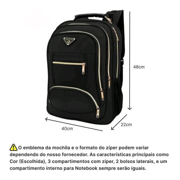 Imagem de Mochila Executiva Reforçada Premium Basic Notebook Preta