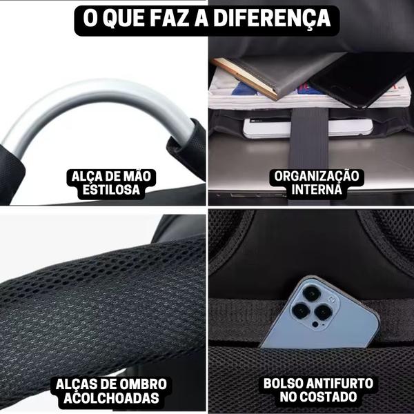 Imagem de Mochila Executiva Slim Notebook Preta Reforçada