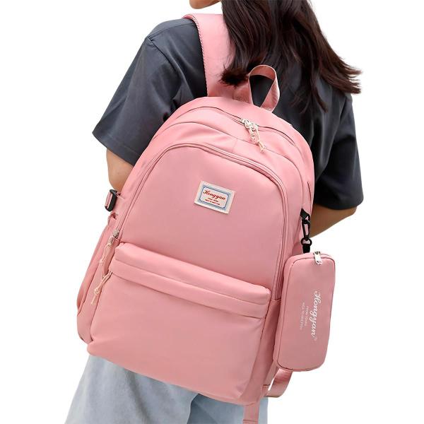 Imagem de Mochila Feminina Bolsa Social Média Antifurto Volta as Aulas Colorida Menina Bolsas Chaveiro Escolar Moderna Luxo Estojo