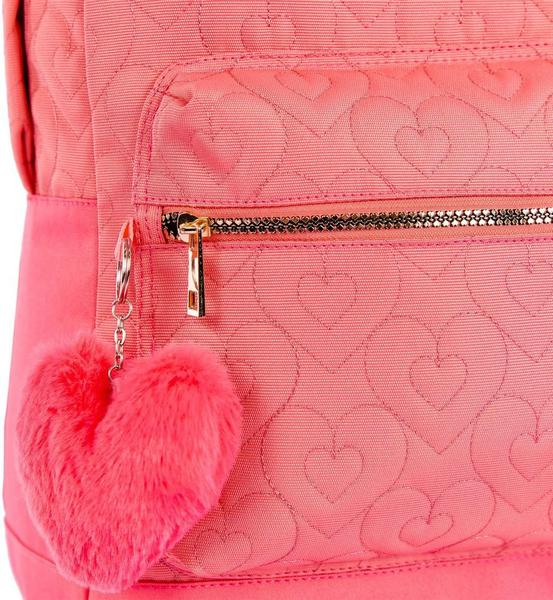 Imagem de Mochila Feminina Capricho Bolsa Faculdade Escolar Anti Furto Meninas Grande Costa Chaveiro Pom Pom Rosa Original