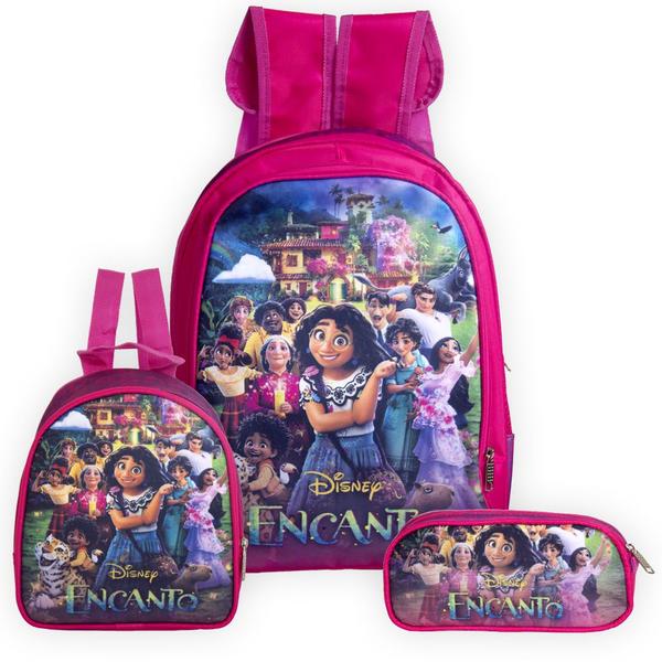 Imagem de Mochila Feminina Escolar Encanto Estojo e Lancheira Costas