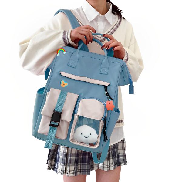 Imagem de Mochila Feminina Escolar Juvenil Lançamento Moderna Colorida Moda Blogueira Alta Qualidade Reforçada Cadernos Livros Top