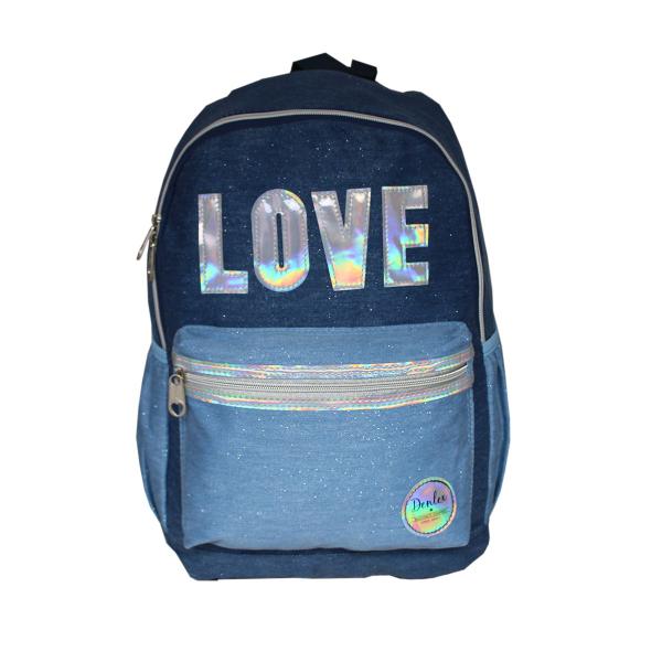 Imagem de Mochila Feminina Escolar Juvenil Love Holográfica Denlex