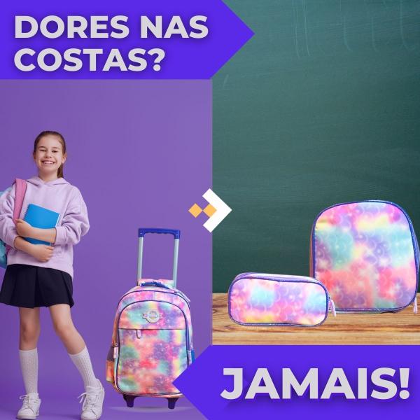 Imagem de Mochila Feminina Escolar Rodinhas Lancheira E Estojo