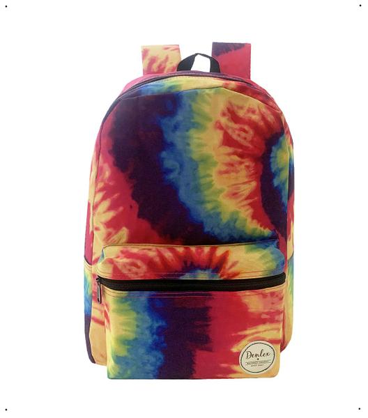 Imagem de Mochila Feminina Escolar Tie Dye Juvenil Grande + Estojo Dupla Face