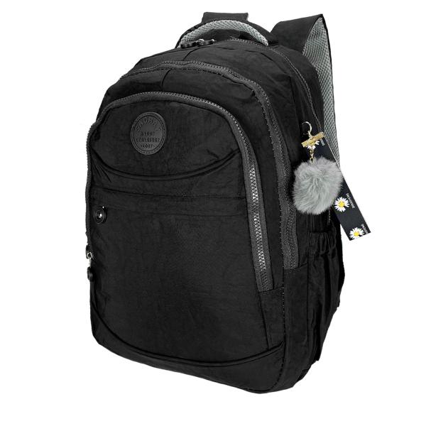 Mochila feminina Grande Reforçada casual + Chaveiro Pompom - BLISCO Mochila feminina Grande Reforçada casual + Chaveiro Pompom - BLISCO