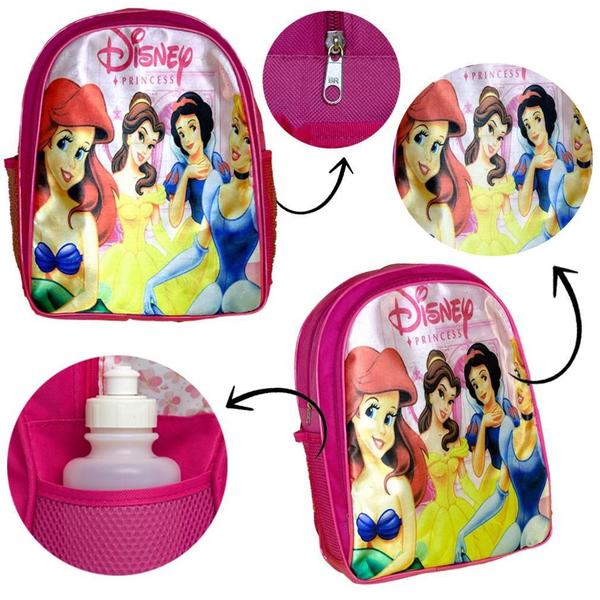 Imagem de Mochila Feminina Infantil Costas Princesas Lancheira Estojo