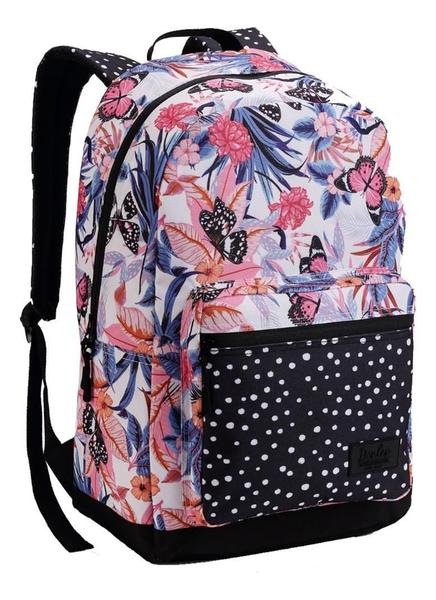 Imagem de Mochila Feminina Juvenil Costas Flores Bolinhas Dl1285