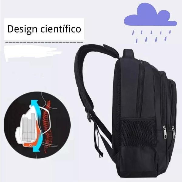 Imagem de Mochila Feminina/Masculina Impermeável Faculdade Resistente Grande, Notebook, Trabalho, Preta