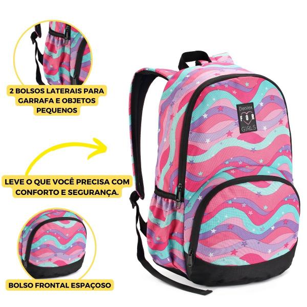 Imagem de Mochila Feminina Menina Juvenil Degradê Coração Denlex