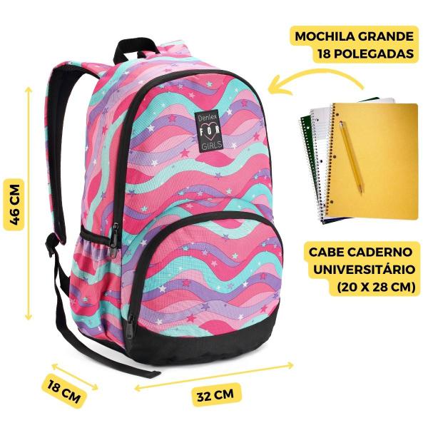 Imagem de Mochila Feminina Menina Juvenil Degradê Coração Denlex